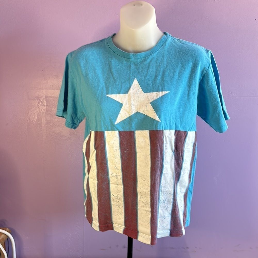 Disney Captain America Boys T-Shirt Size Large Distressed Graphic Tee Marvel
